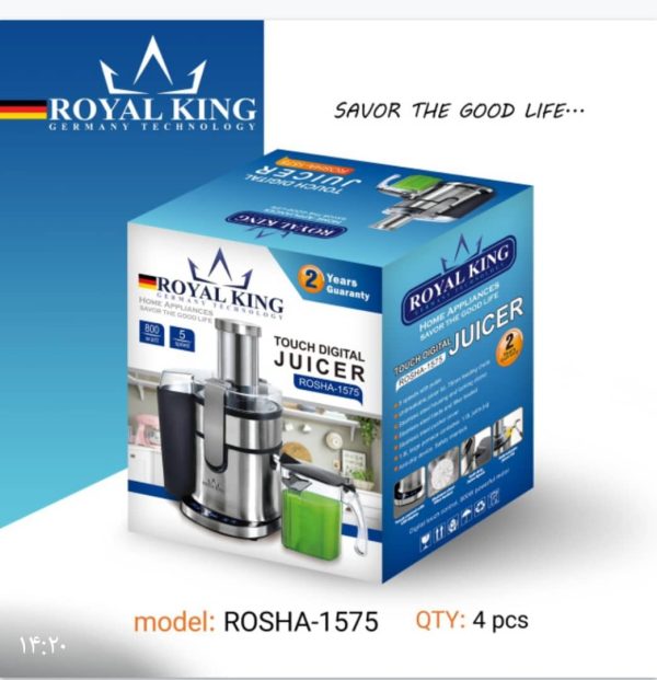 آبمیوه گیری تک کاره رویال کینگ کامل فلزی مدل ROSHA-1575